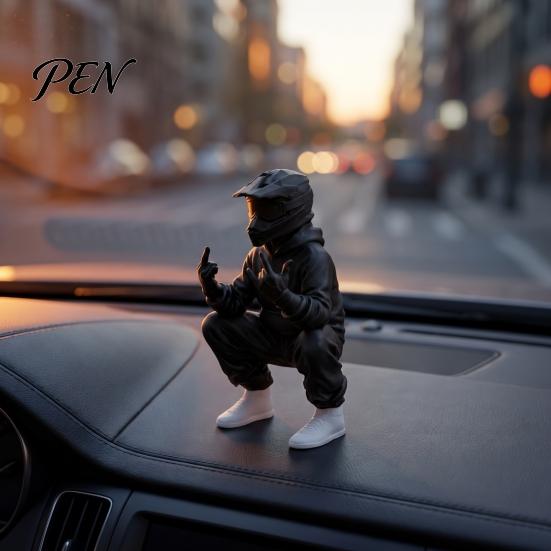Creative Gifts for Motorcyclists 3D Printed Cool Off-Road Biker Figurine, Squatting Rider Statue, Trendy Desktop Enthusiast Presents Ornament,