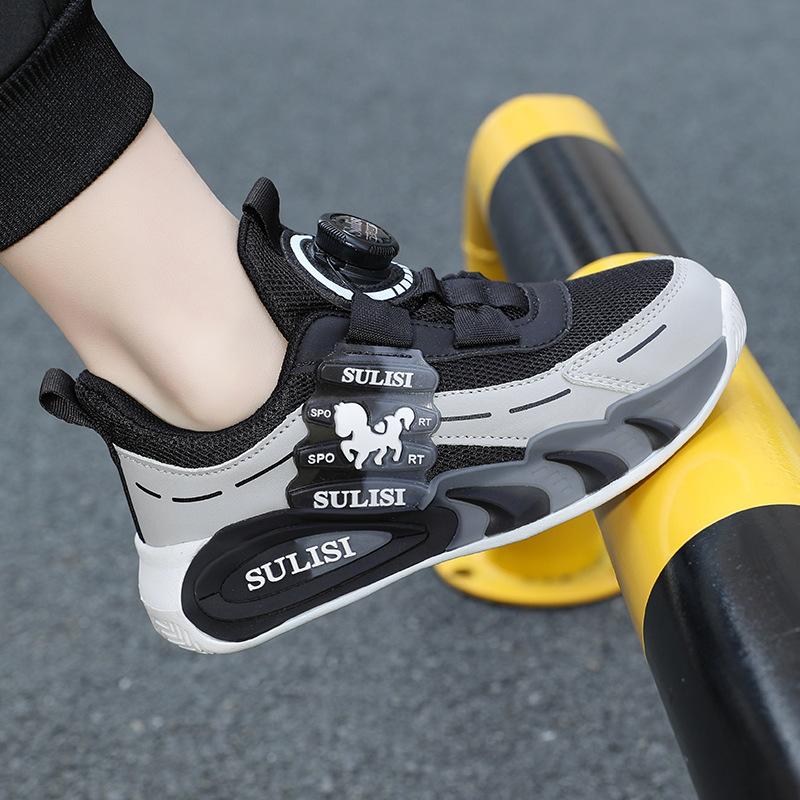 Classmates Boys Shoes Spring and Autumn Wear-resistant Shoes Mesh Breathable Middle and Older Boys Button Children's Sneakers