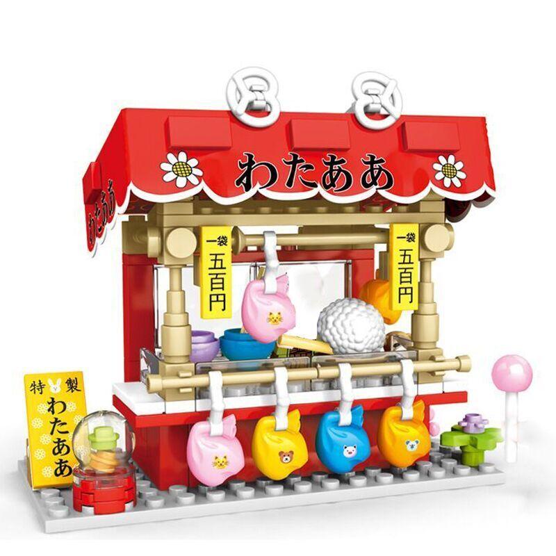 Sembo City Japanese Street View Shop Barbecue Sushi Shaved Ice Ramen Mood Building Blocks Brick Toys creative Expert Classical