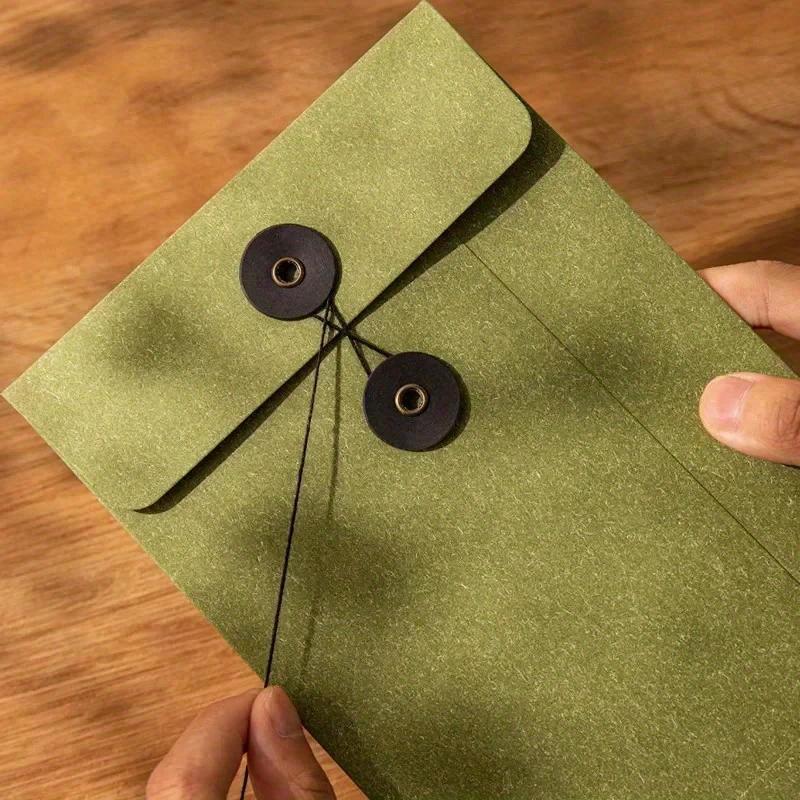 Kraft Paper Envelope Vintage Winding Ticket File Documents Bag with Button String Tie Retro Business Greeting Cards Storage Bag