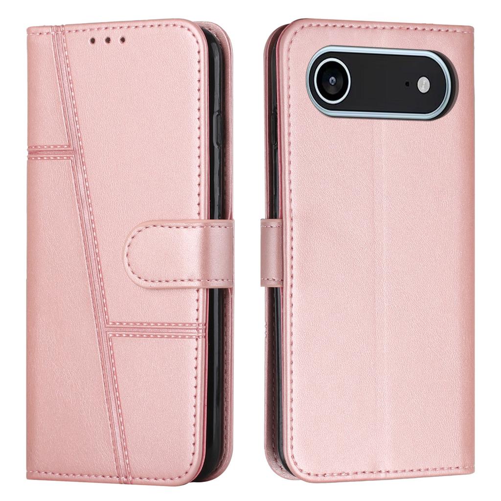 Für iPhone 17 Air Leder Handyhülle Faltbarer Ständer Brieftasche Flip Cover mit Riemen