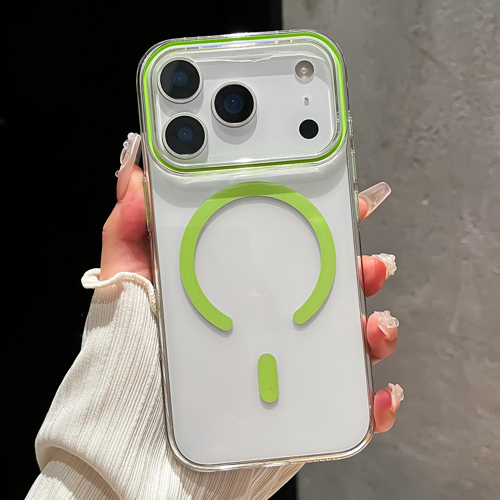 Titanium Gray Acrylic  charging phone case for For Iphone 17 16 15 14 13 12 Pro Max Air magnetic shockproof hard back cover