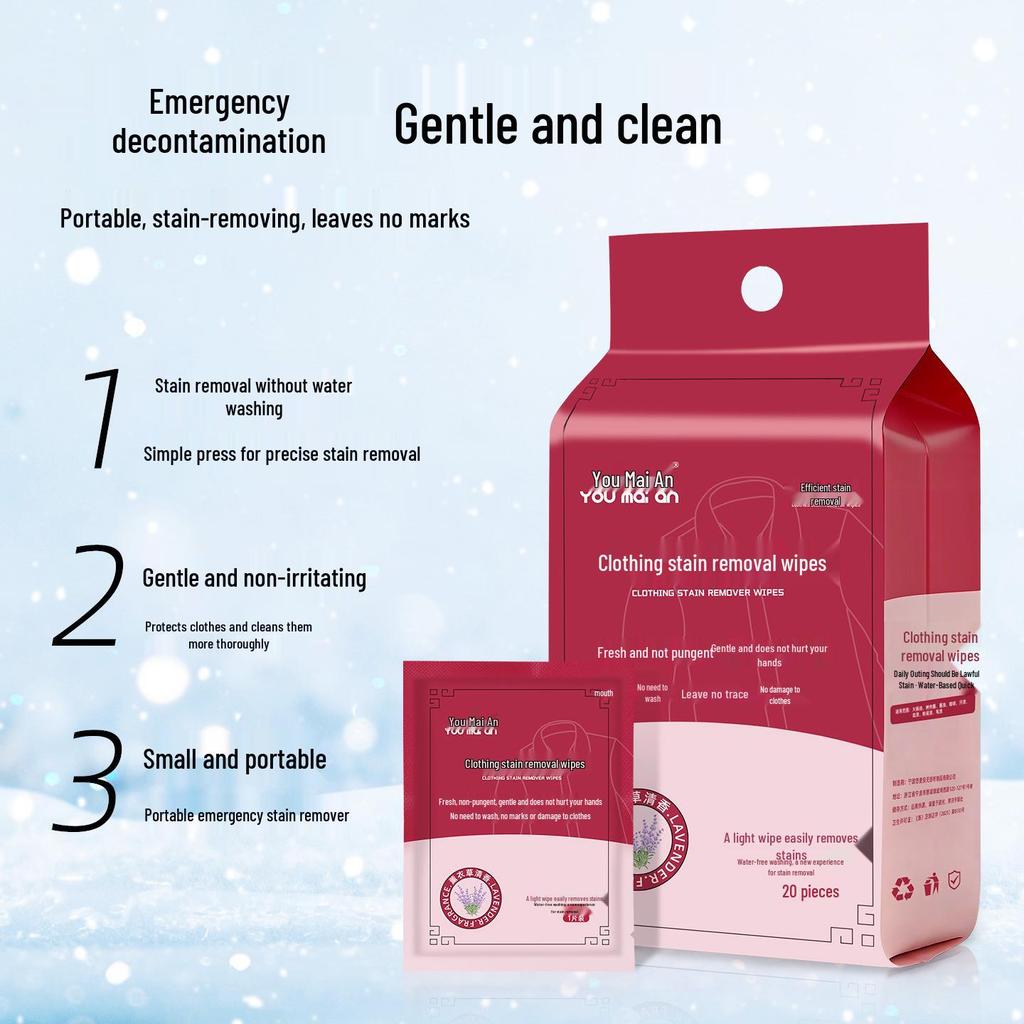 No-Rinse Emergency Stain Remover Wipes for Clothes, White Shoes, and Down Jackets