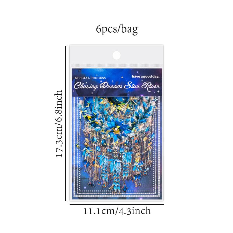 Shell Light Stickers 6 Types Dream Catcher Galaxy Series Starlight Reflection Decoration Logo Confetti Sketchbook Kawai Stickers