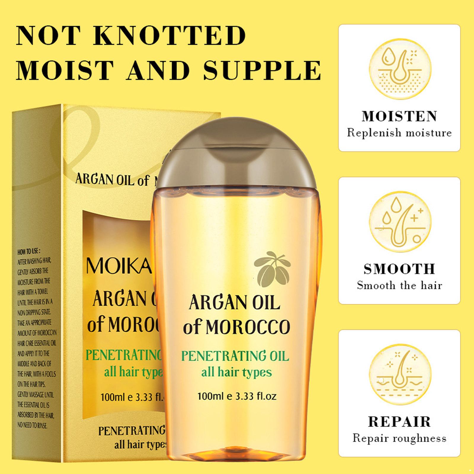

Moroccan Argan Oil Hair Mask, 100ml Deep Conditioning Treatment with Glycerin for Dry & Damaged Hair – Softens All Hair Types One Size жовтий