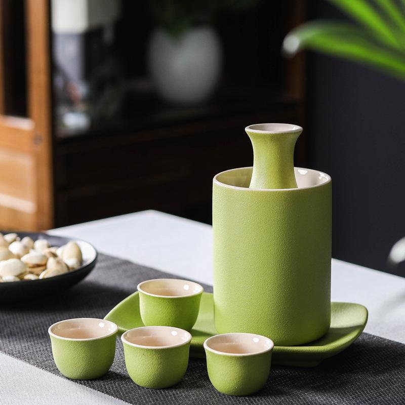 Ceramic Black Pottery Wine Set Mini Wine Cup Japanese Sake Pot Set
