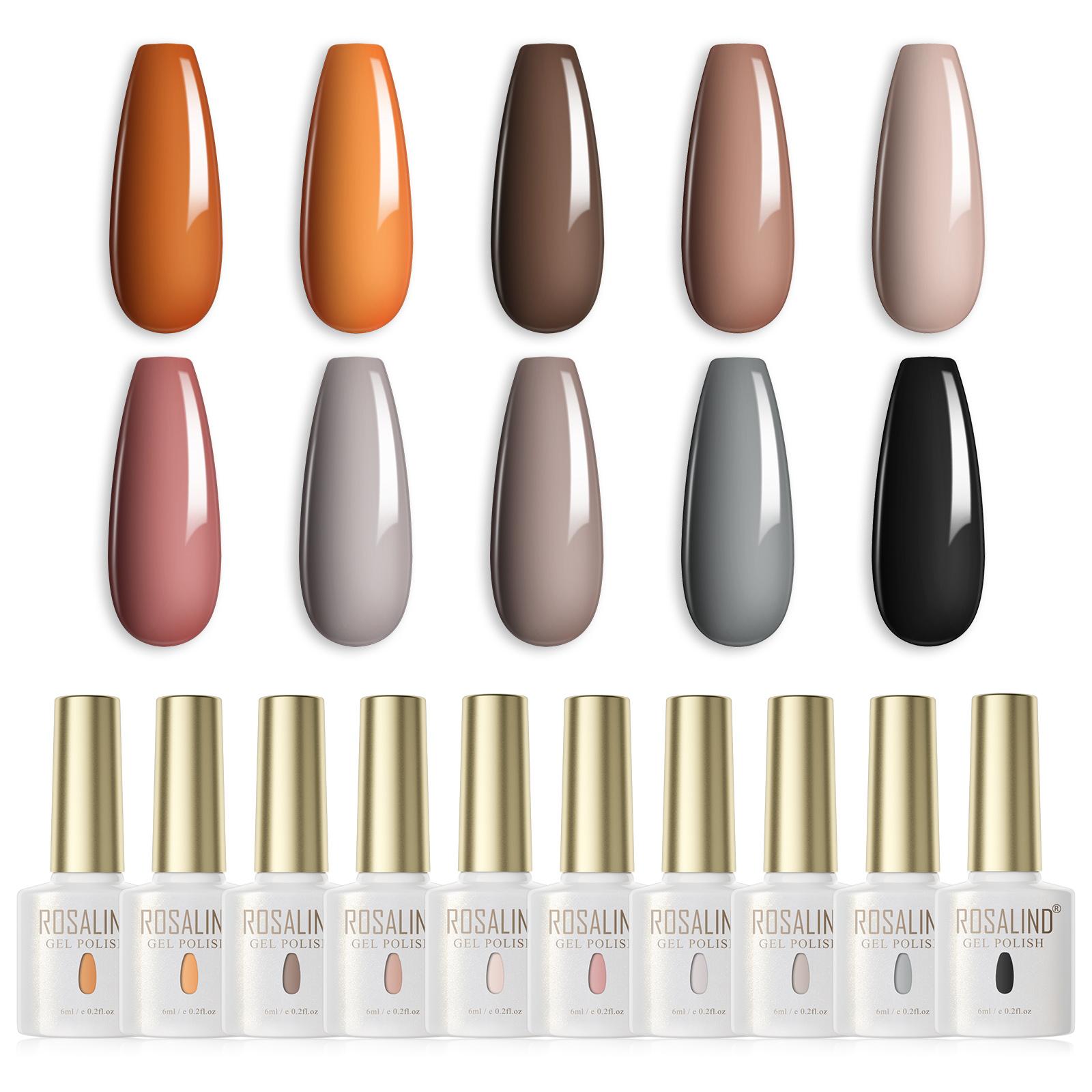 

Rosalind gel 10PCS nail polish set 6ml solid color nail polish lacquer clear coat coating UV lamp nail supplies.