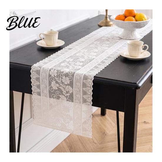 Modern Home Table Vintage Sheer Lace Runner Gatherings Floral Runners for Scalloped Edge Decorations Farmhouse