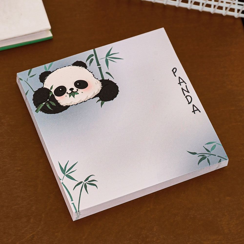 10 pcs Self-adhesive Panda Notepads Smooth Writing Memo Pad Cartoon Sticky Notes Message