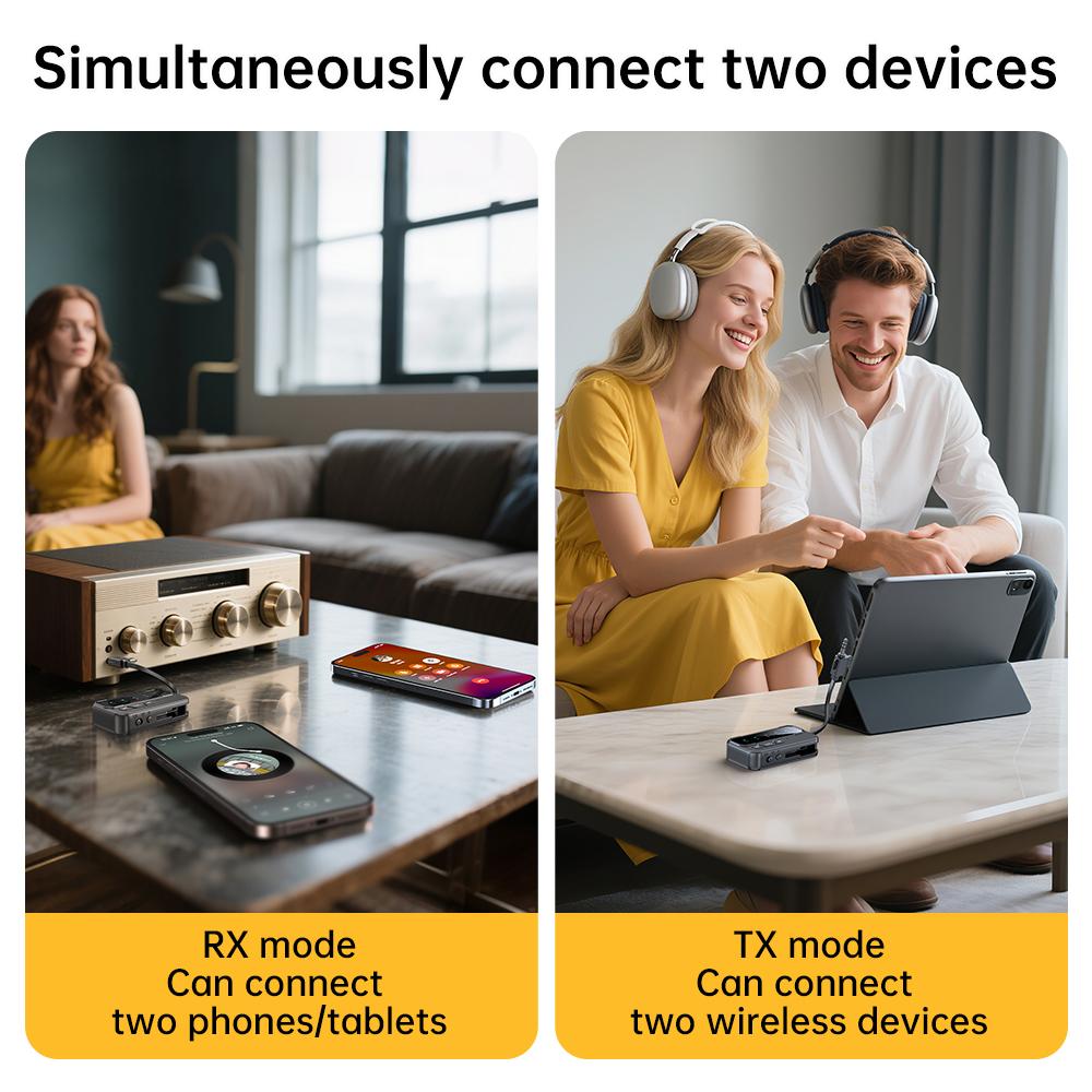 2 In 1 Bluetooth 5.4 Audio Receiver Transmitter 3.5MM AUX With Mic Music Wireless Adapter For Headphones PC TV Car Speakers