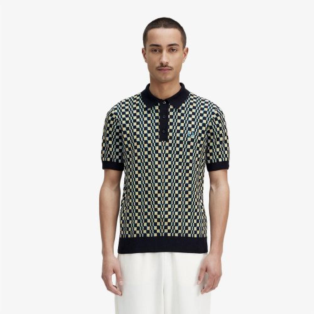 Fred Perry [sharp] Glitch Checkerboard Knit Shirt  R70  Afpm2336514 R70