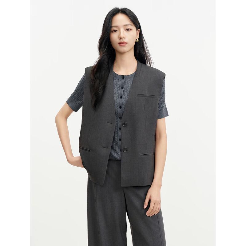 JUZUI Women's Office Commuter V-neck Merino Wool Vest