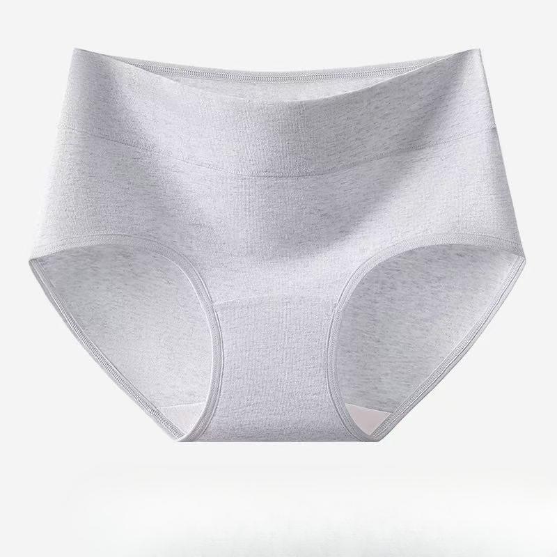 Ladies Spring and Autumn Simple A Class Colored Cotton Extended Crotch Light Abdominal High Waist Briefs