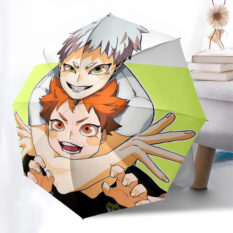 1pc Outdoor Umbrella with Jujutsu Kaisen Design - Automatic Opening/Closing Umbrella with Portable Tri-Fold Design, 8-Rib Iron Frame, Perfect Gif