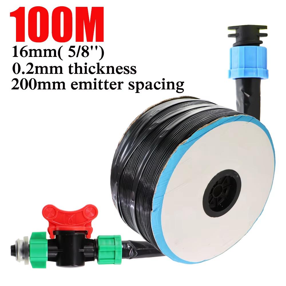 20M-150M 16mm 0.2mm Wall Thickness Spacing Drip Irrigation Tape Dripper Watering System With 5/8'' Garden Connector Accessories