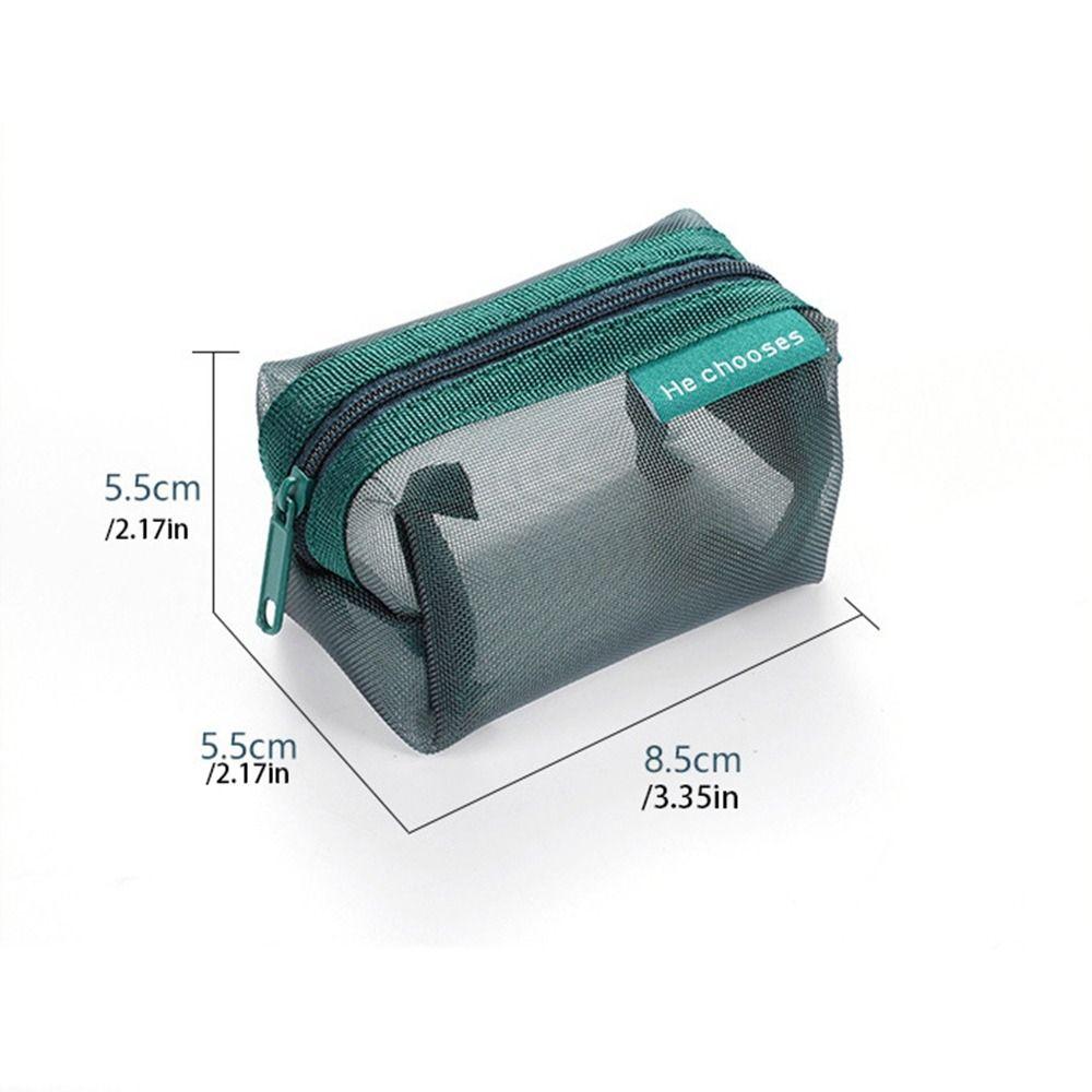 Retro Color Transparent Cosmetic Bag Zipper Toiletry Storage Bag Casual Mesh Makeup Bag  Lady