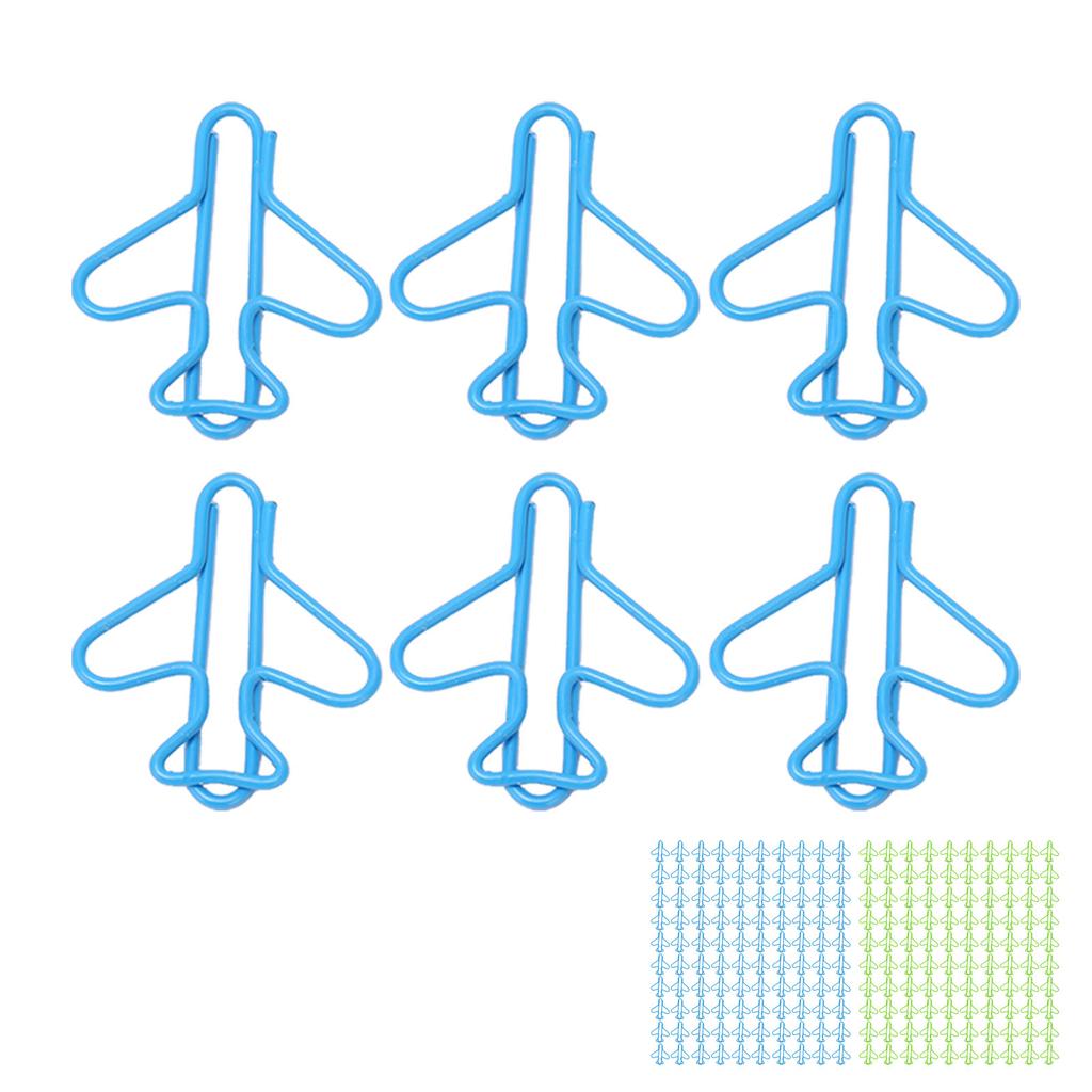100Pcs Cute Paper Clips Plane Shape Design Covered Wire Bright Color Fancy Paperclips for Scrapbook