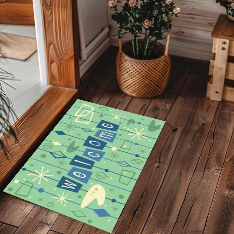 

Retro Welcome Mat Atomic Age Mid Century Modern Living Room Doormat Home Decoration Retro 40x60cm