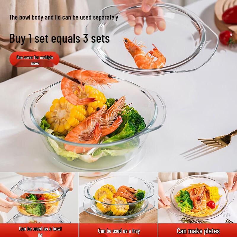 Heat-Resistant Glass Bowl with Lid