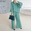 Women Long Sleeve Blouse and Pants Casual Two Piece Suit Sets
