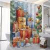 "Yuzhiyu Christmas Gift & Tree Shower Curtain - Polyester, Water-Resistant, 12 Hooks, Machine Washable, Digital Print