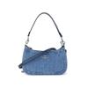 Teri 25 Silver Chain Letter Logo Fabric Shoulder Bag Medium Women's Blue