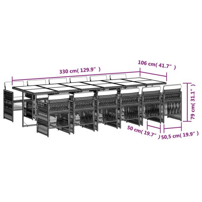 VidaXL Ensemble à manger de jardin 13 pcs gris résine tressée 3210944