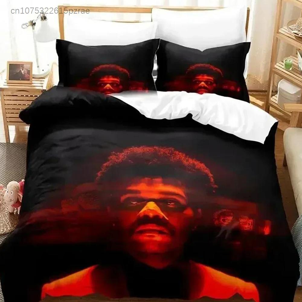 3D-Druck XO The Weeknd Bettwäsche-Set Für Schlafzimmer Weiche Moderne Bettbezüge Bequeme Kinder-Bettbezüge Steppdeckenbezug Und Kissenbezug