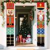 1 Pair of Nutcracker Christmas Door Banner - Polyester, Festive Holiday Decor with Snowman and Christmas Tree, Ideal for Indoor/Outdoor Porch Decorati