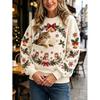 Christmas Cat Pocket Print Sweatshirt Retro Long Sleeve Top Holiday