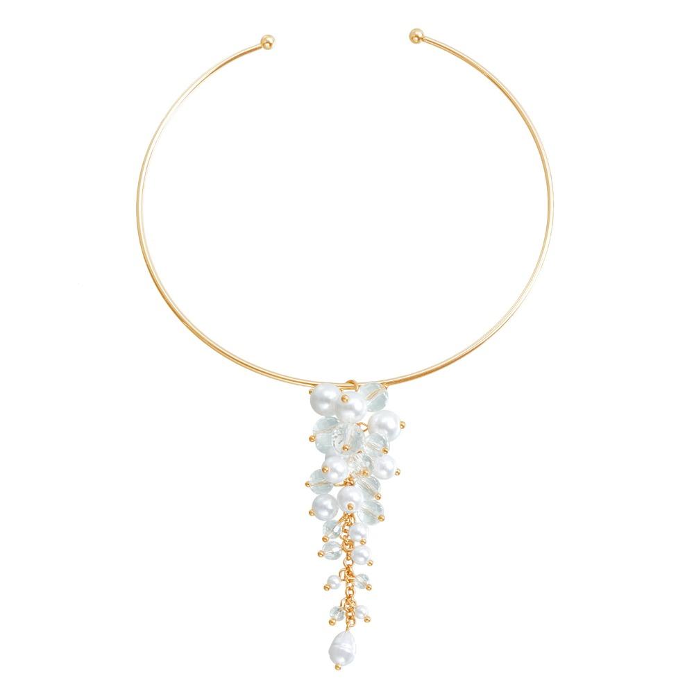 European and American Jewelry Retro Baroque Court Style Imitation Pearl Crystal Collar Personalized Choker Necklace