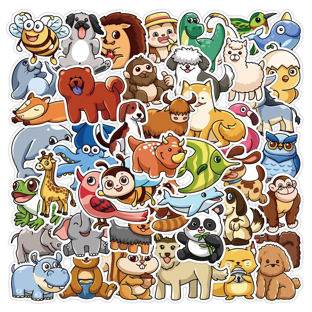 50Pcs Cute Animal Graffiti Stickers Kids Toy Fridge Phone Case Wall Room Cartoon Diy Aesthetic Vinyl Decor Children Girls