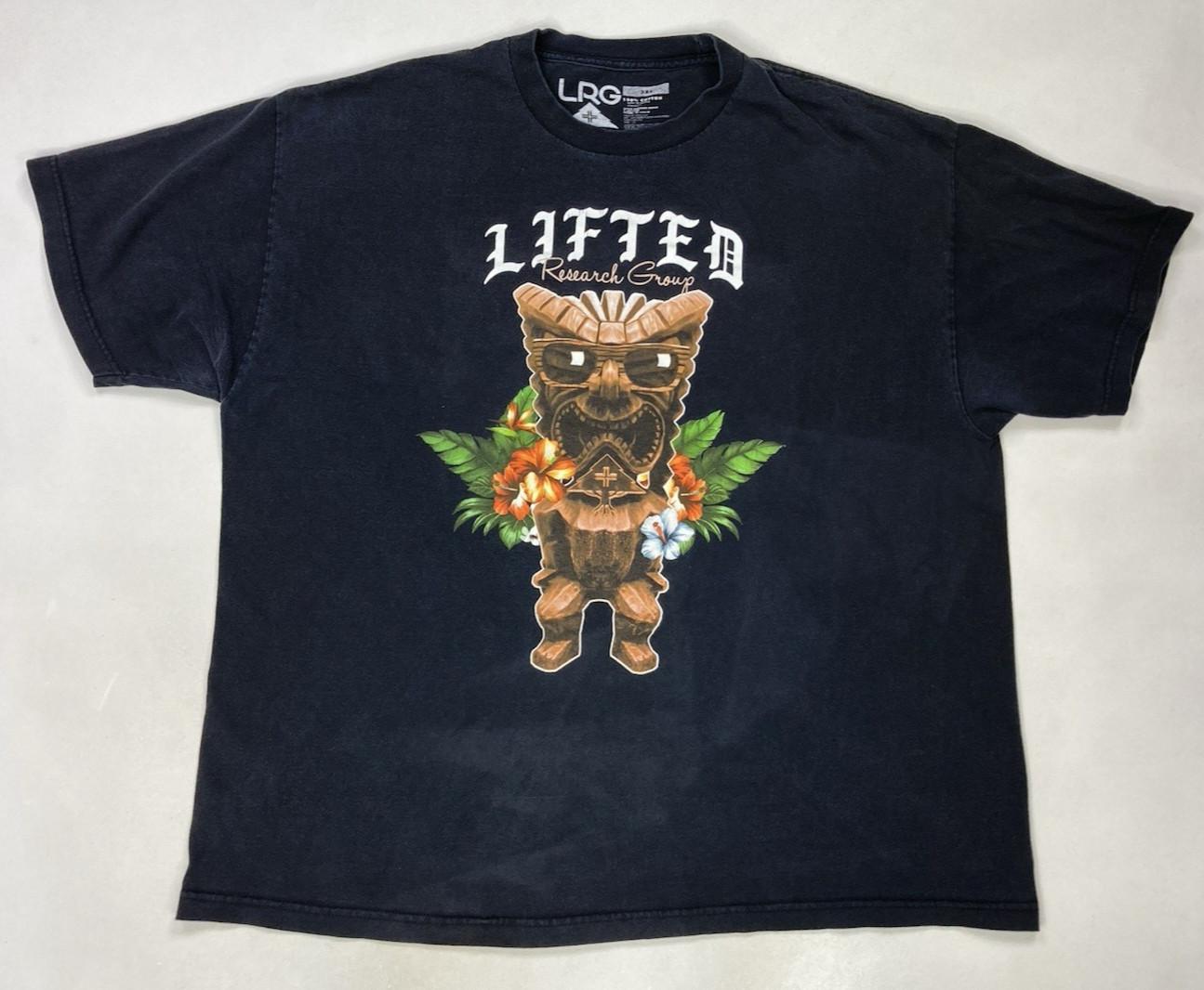 LRG Lifted Research Group Tribal Graphic T-shirt Men XXL Black Short Sleeve L