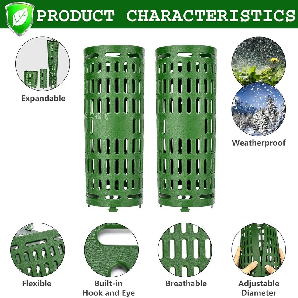 Tree Trunk Protector, Anti-Chewing Bark Guard for Garden Plants, Expandable Wrap, Green, 5 Pack