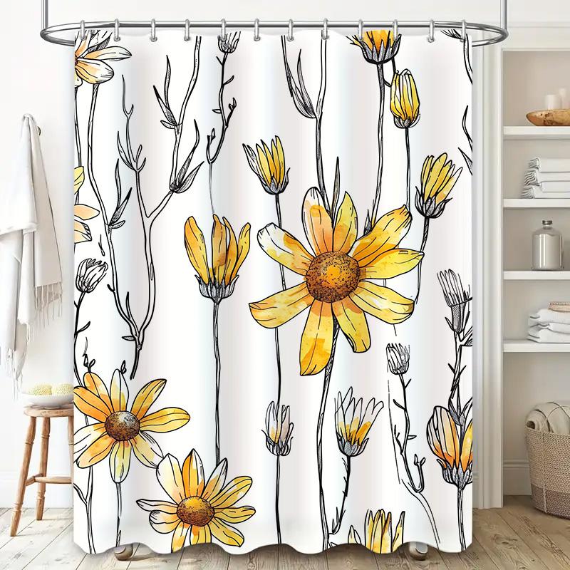 Vibrant Floral Shower Curtain Waterproof Bathroom Decor For Modern Home Available In Various Sizes!