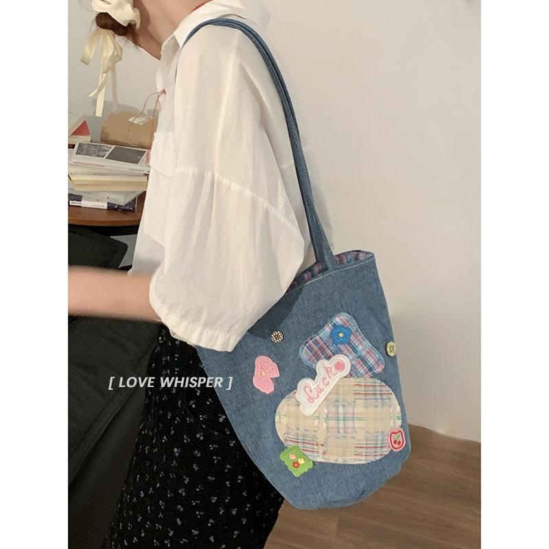 Fashion Denim Bag Bag Women's Underarm Bag 2025 New Summer Bucket Bag Versatile Large Capacity Canvas Bag