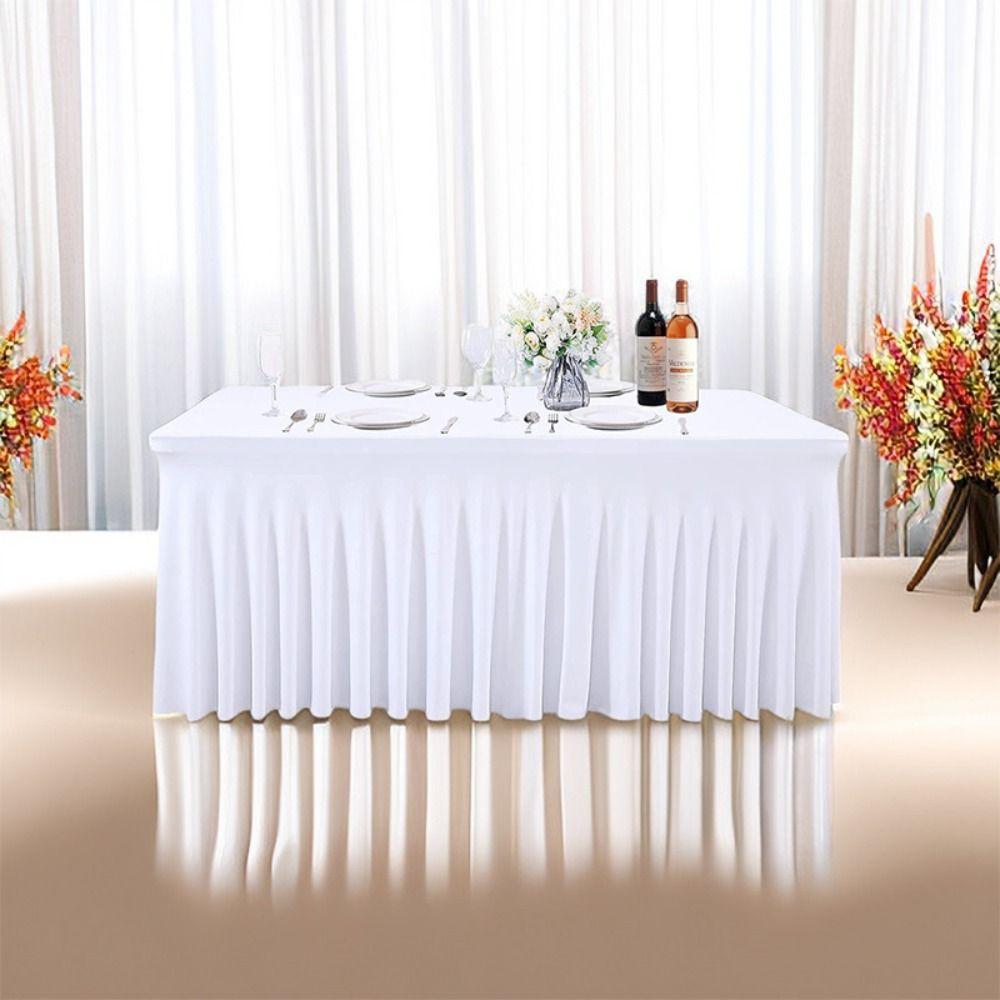 Solid Color Table Skirt Soft Table Cover Party Supplies Elastic Table Cloth  Wedding