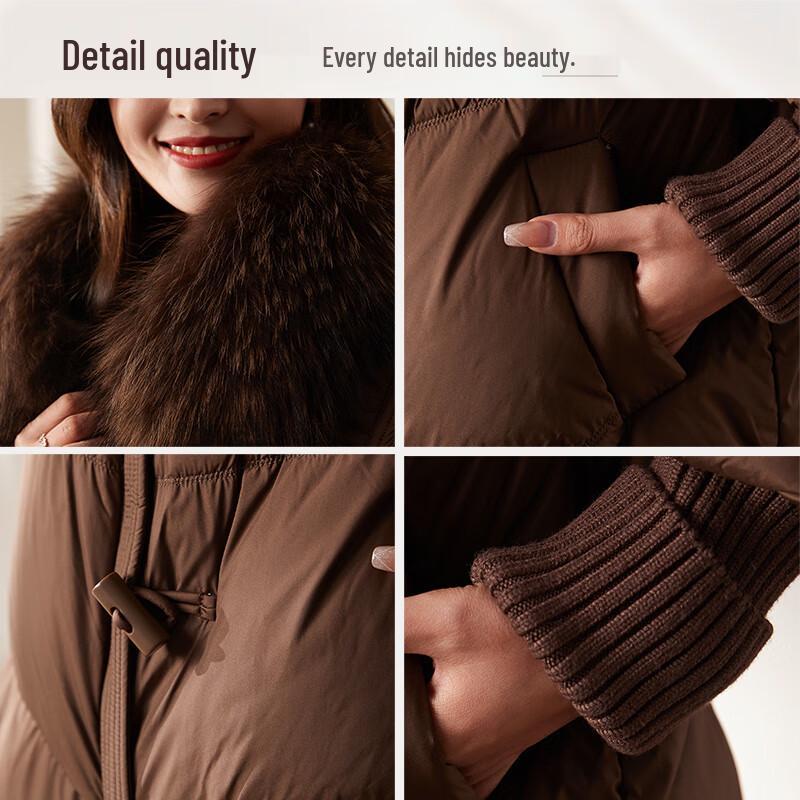 Jianhu Women's Elegant Mid-Aged Winter Down Jacket with Large Fur Collar