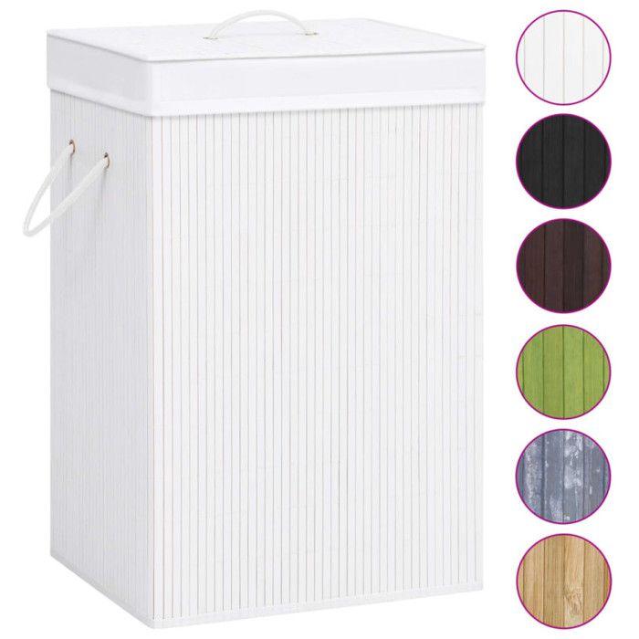 VidaXL Panier à linge avec une seule section bambou blanc 320751