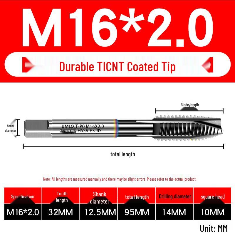 UMLO High Vanadium Spiral Tap Machine for M3-M10 Stainless Steel Tapping