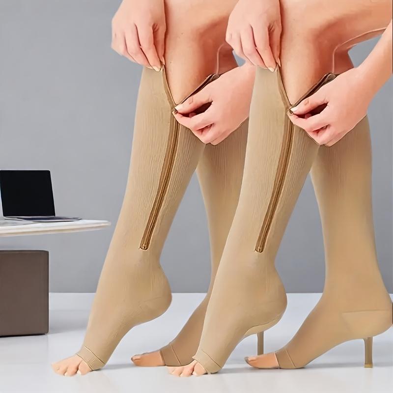 

Unisex Double Zipper Sports Compression Socks for Outdoor Activities, Designed to Slim The Legs And Provide Calf Support. S-M