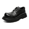 Niche design sense upturned head black derby shoes casual commuting leather shoes men's autumn and winter big head shoes men's shoes 98089-J