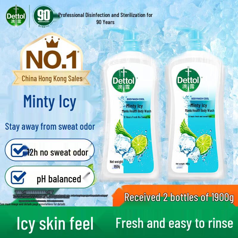 

Dettol Ice Cool Mint Body Wash 2x950g Duo Pack
