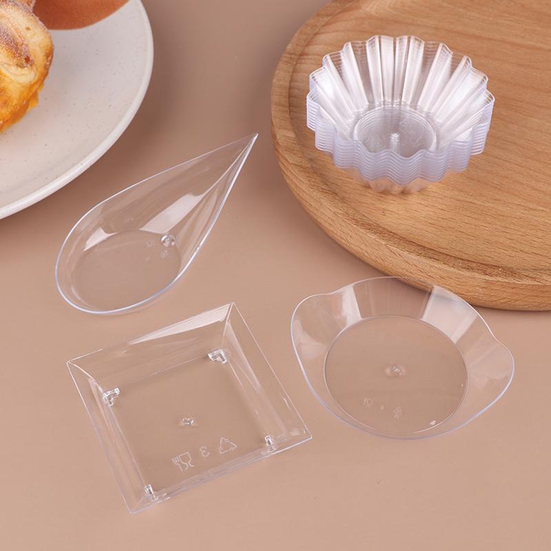 10Pcs Transparent Mini Appetizer Plates Ice Cream Cup Plastic Fruit Candy Cake Jelly Yogurt Mousse Dessert Container Pastry Tool