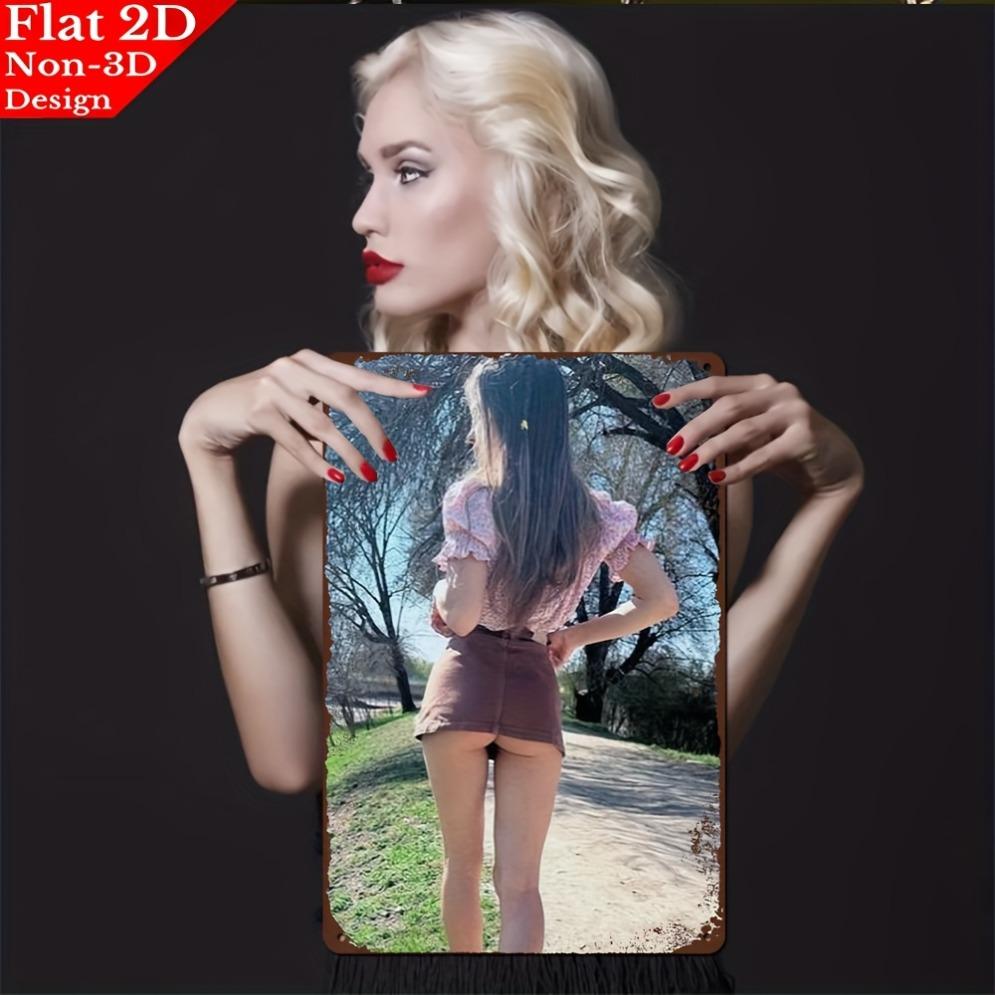 Vintage Retro Kvinna Foto Metall Väggkonst 12x82 Tum Aluminium Dekor - Perfekt för Bar Garage Café Hem Man Cave Festival Present 1ST