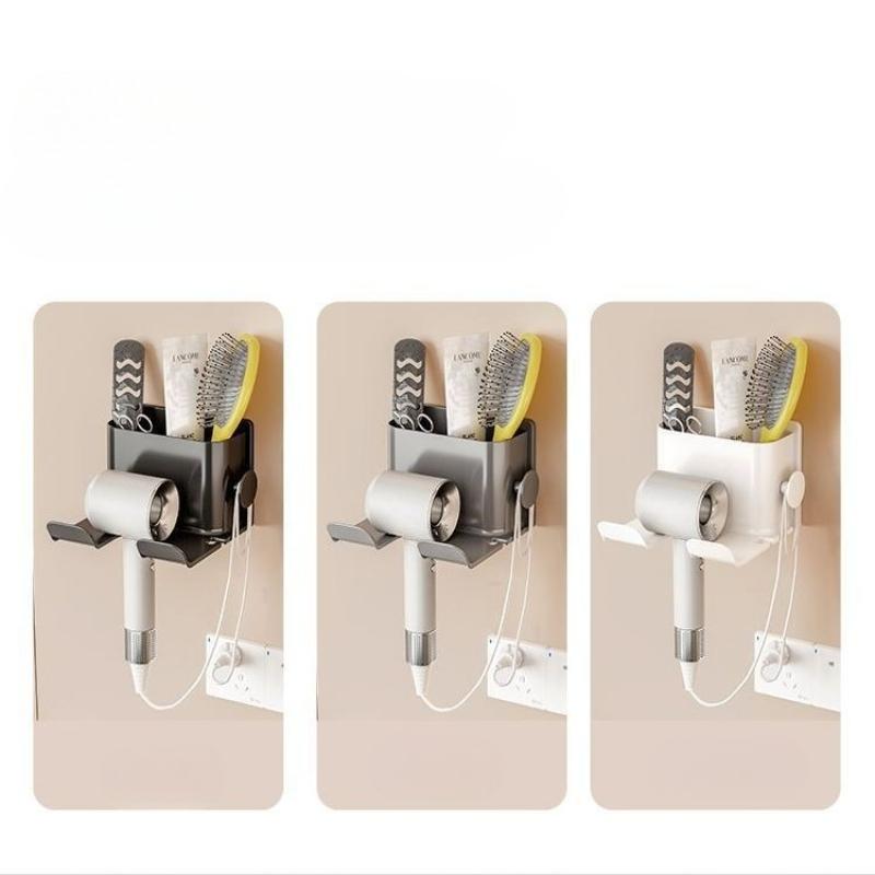 1Pc Bathroom Wall Hanging Hair Dryer Rack No Punching Household Toilet Hair Dryer Hanger Storage Artifact Wall Hanging Bracket