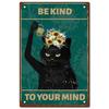 CREATCABIN Black Cat Tin Sign Vintage Metal Wall Decor  Retro Funny Kitchen Bar Home Decor Sign