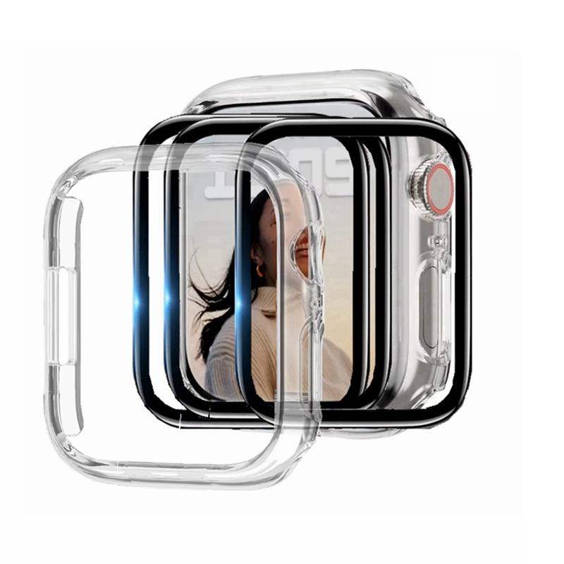

1 cover + 3 Hydrogel Screen Protectors Protector Film For Apple Watch Ultra 44mm 45mm 40mm 41mm 38mm 49mm 42mm 46MM Series 1 2 3 38mm прозрачный
