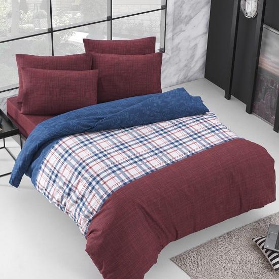 

Комплект пододеяльников Eponj Home Easy-Iron, двойной, северный, бордовый, красный