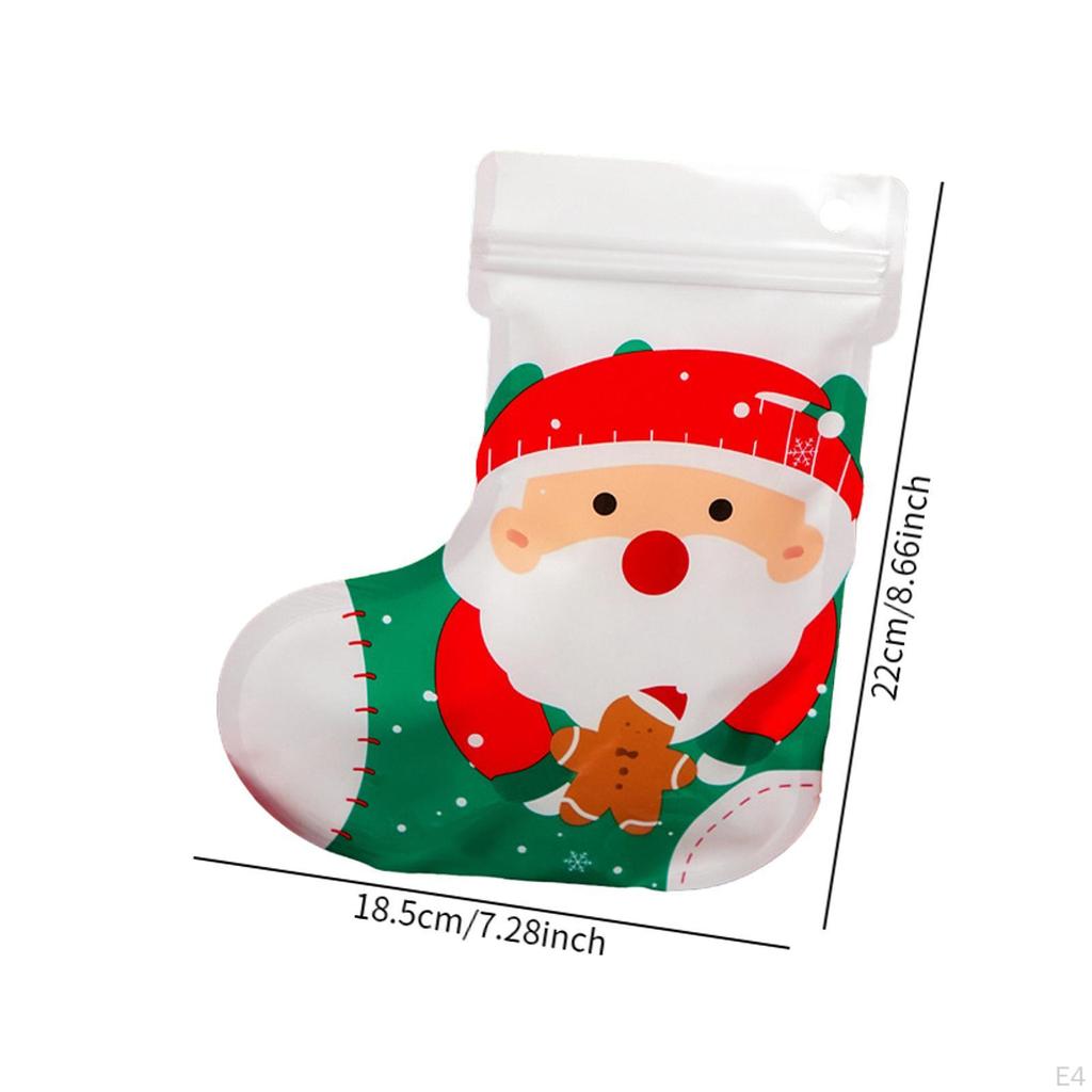 10Pcs Christmas Cookie Bags Cellophane Reusable Treat for Chocolate Photo